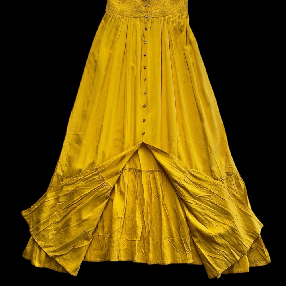 Pink Lily‎ Yellow Button Down Straps Summer Dress Size L #285 - Picture 6 of 8